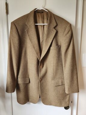 Men's Tan Herringbone Wool & Cashmere Blazer Chiavari 44R EUC